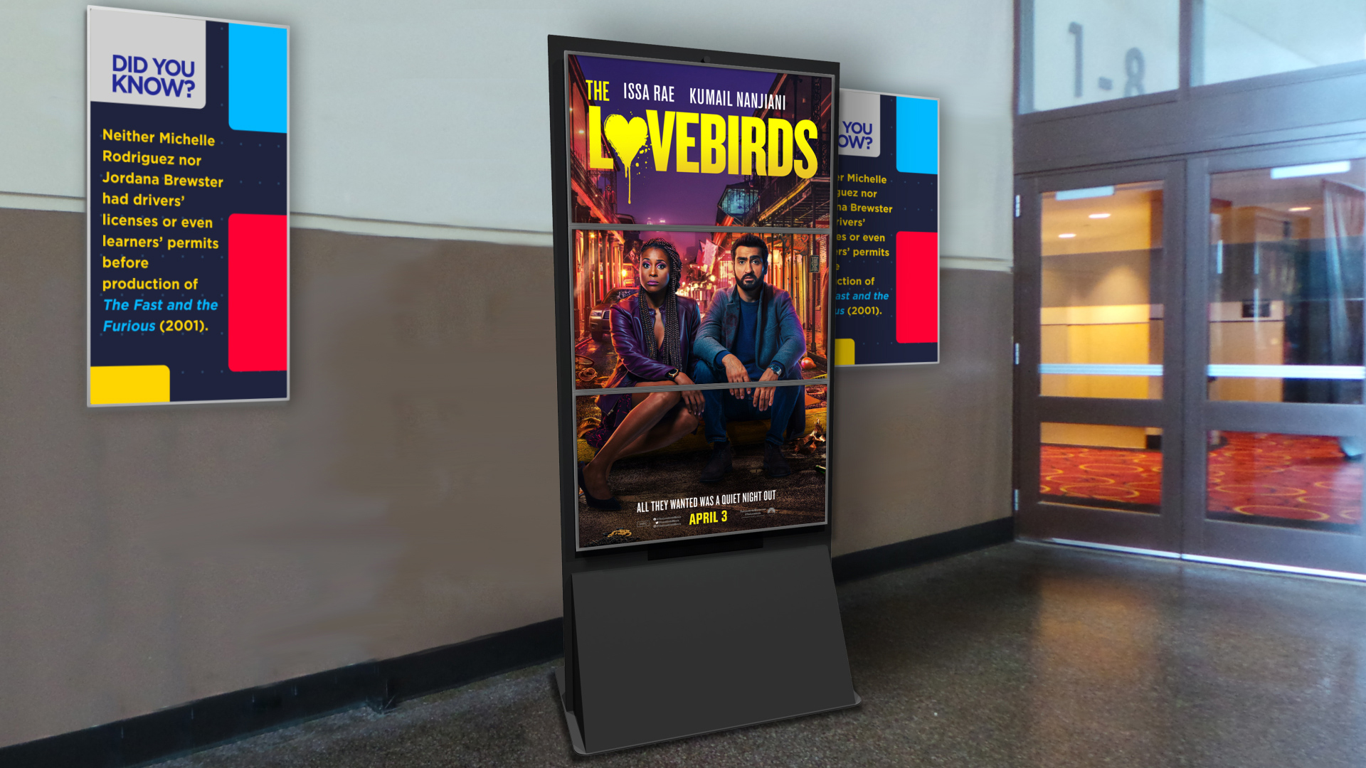 Lobby displaying movie advertisement